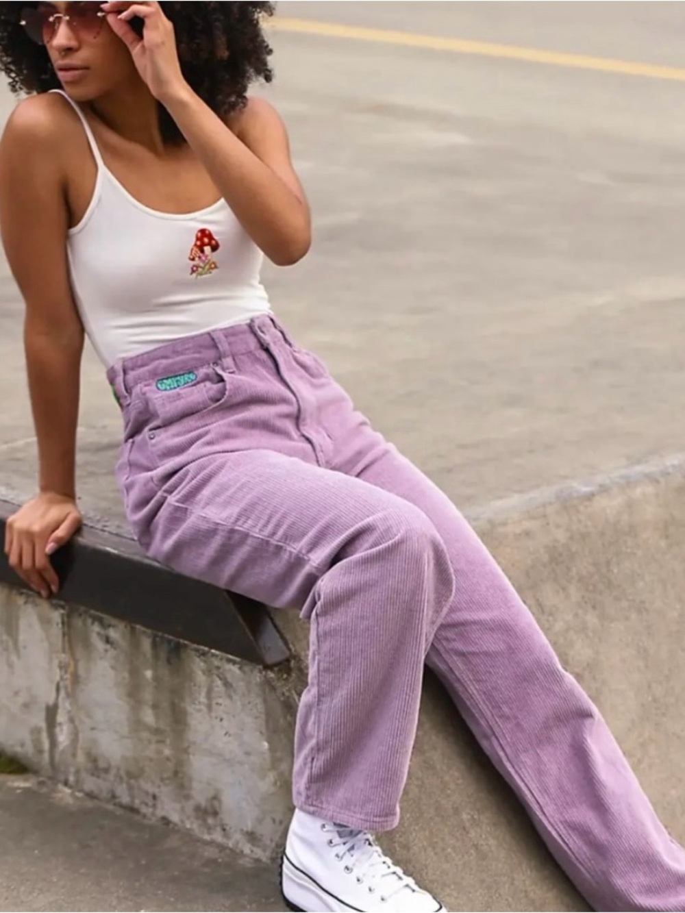 Empyre tori seafog women’s corduroy Skate Pants, light purple Y2K style, size 3